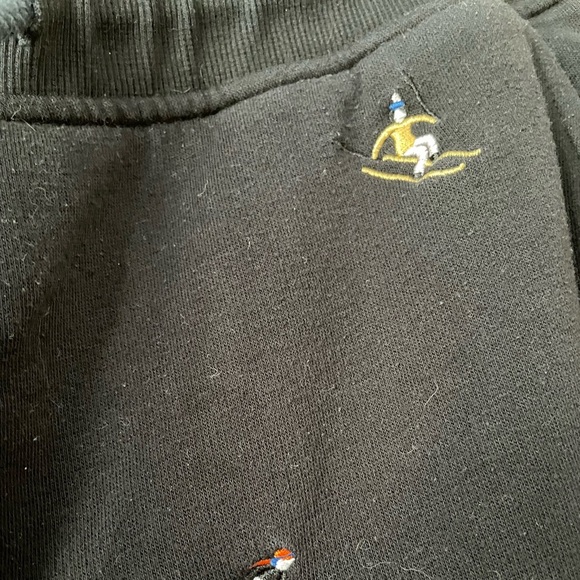 Lou and Grey for LOFT medium joggers ski themed, tie/elastic waist black - Picture 2 of 7